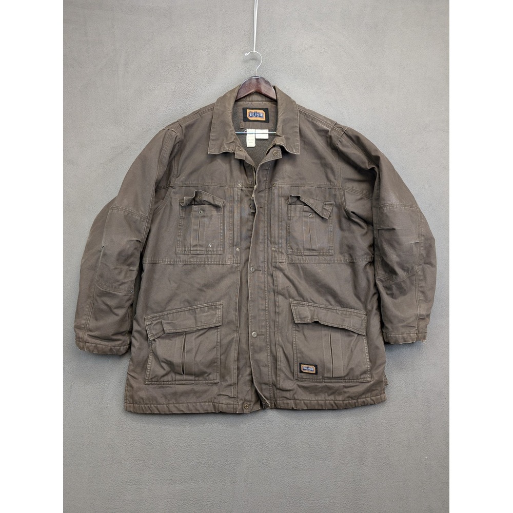 Big Smith Distressed Heavy Duty Mens 2XL Brown Fleece Lined Chore Barn Coat